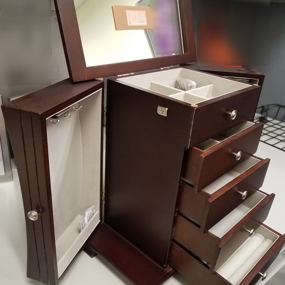 NEW Wood Jewelry Chest